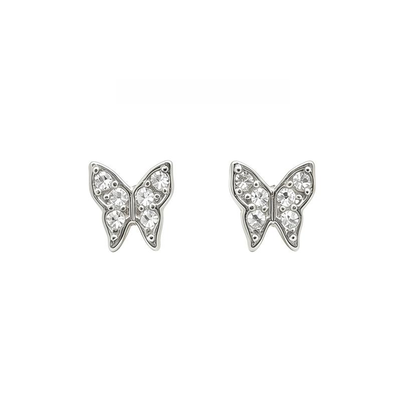 

925 Sterling Silver Zircon Butterfly Stud Earrings Gold Plated Fashion Jewelry for Women срібний