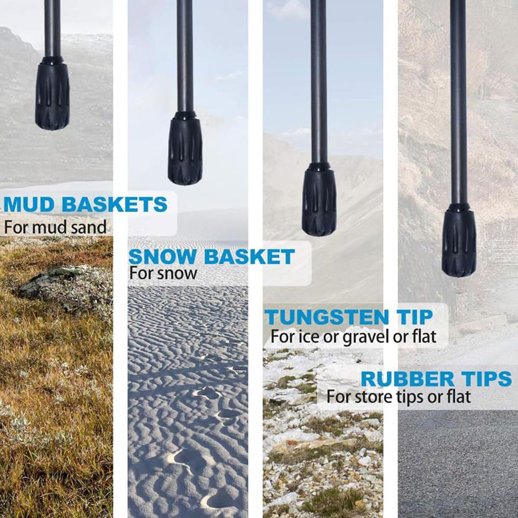 Carbon Trekking Poles, 1-Piece Set [Ultra-lightweight 115g/125g/130g] Folding Trekking Poles, 5 Sections, 110/120/130 Cm, Non-slip, Compact, for Hikin