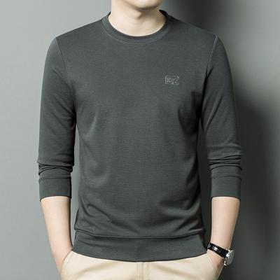 Langarm T-Shirt Herren Frühling und Herbst Neu Trendy Lässiges Oberteil Vielseitiger Rundhals Pullover Basisshirt