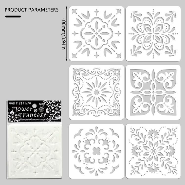 6 Pcs Flowers Stencils Drawing Stencils Leaf Templates For Creative Scrapbook Pages And DIY Home Projects