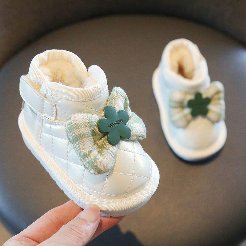 

Зимние новые детские ботинки для снега для девочки, бархатные теплые короткие ботинки, детская обувь на мягкой подошве, водонепроницаемые хлопковые ботинки для детей, тренд 27 yards, inner length 17.5 cm бежевый