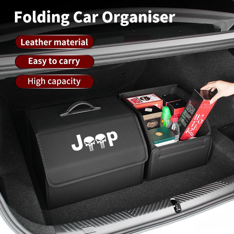 Car Trunk Storage Box Leather Tools Organizer Kit Accessories For Jeep Grand Cherokee Compass Patriot Renegade Wrang