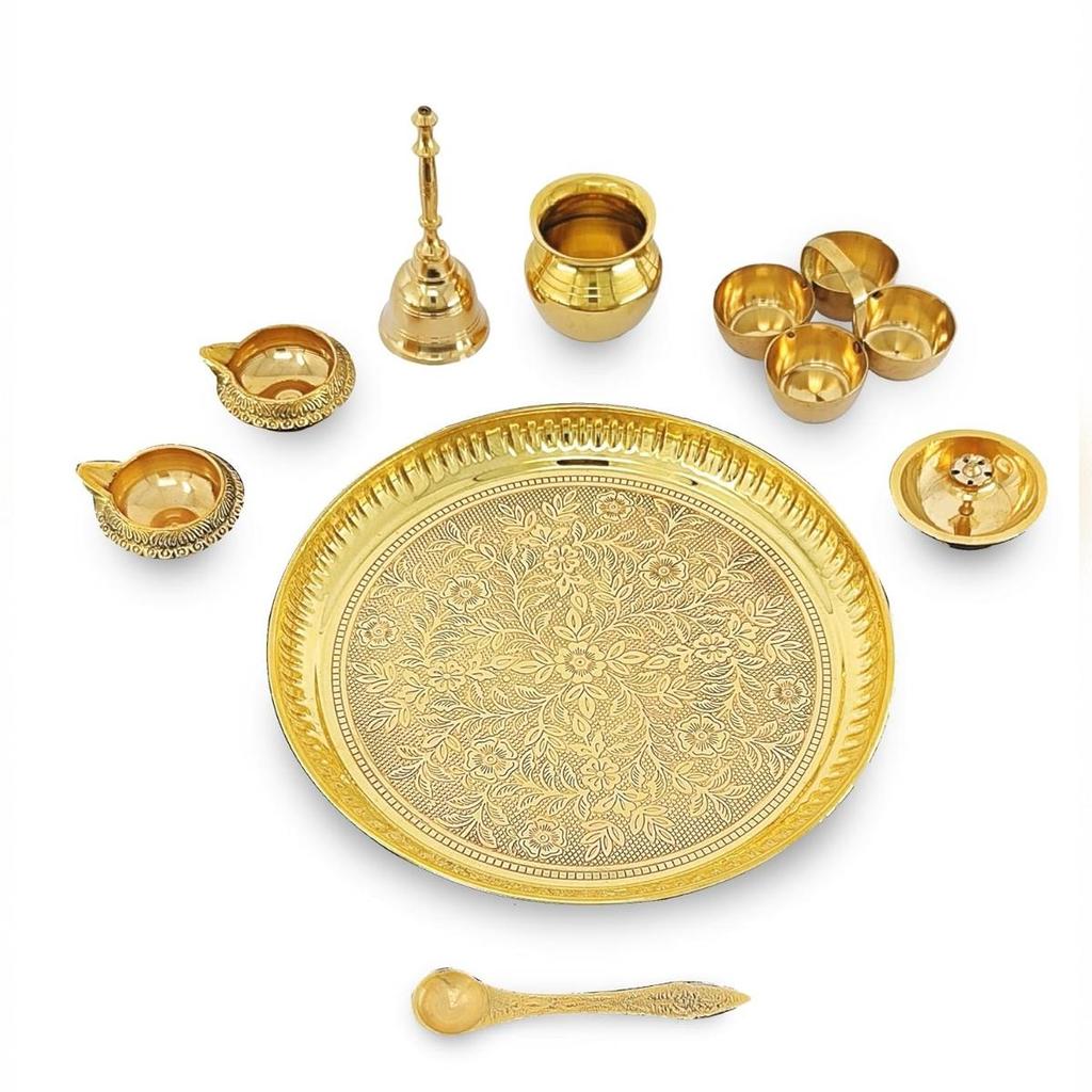 Brass Pooja Thali Set 20.32CM