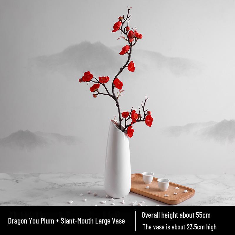 Wintersweet Bonsai Arrangement: Artificial Plum & Peach Blossom Branches for Indoor Living Room Decor