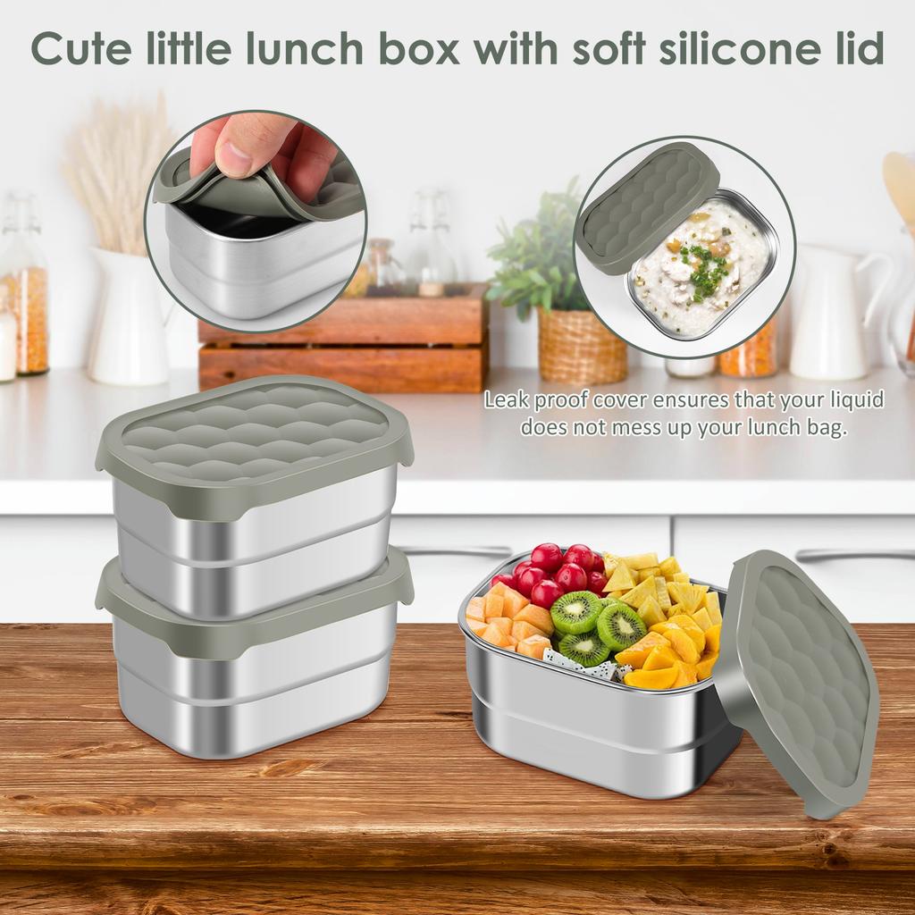 3/6 Pcs Stainless Steel Food Storage Box Reusable Storage Box with Sealed Lids Fresh Keeping Boxes Easy To Use Storage Container
