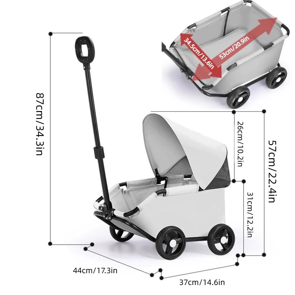 Dog Stroller Foldable Pet Stroller 4-Wheel with Sunshade Dog Carrier Cart Lightweight Portable Cat Cart Travel