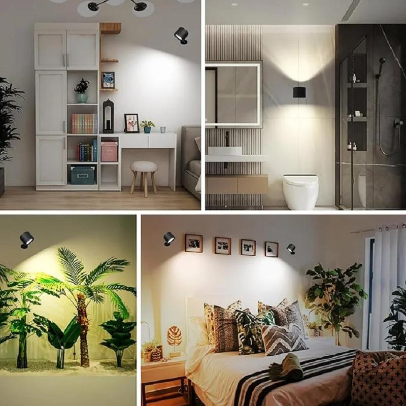 1/2 PCS 360° RotationLED Wall Lamp Rechargeable Magnetic Wireless USB Touch Home Bedroom Bedside RoomDecor Reading Wall Lights