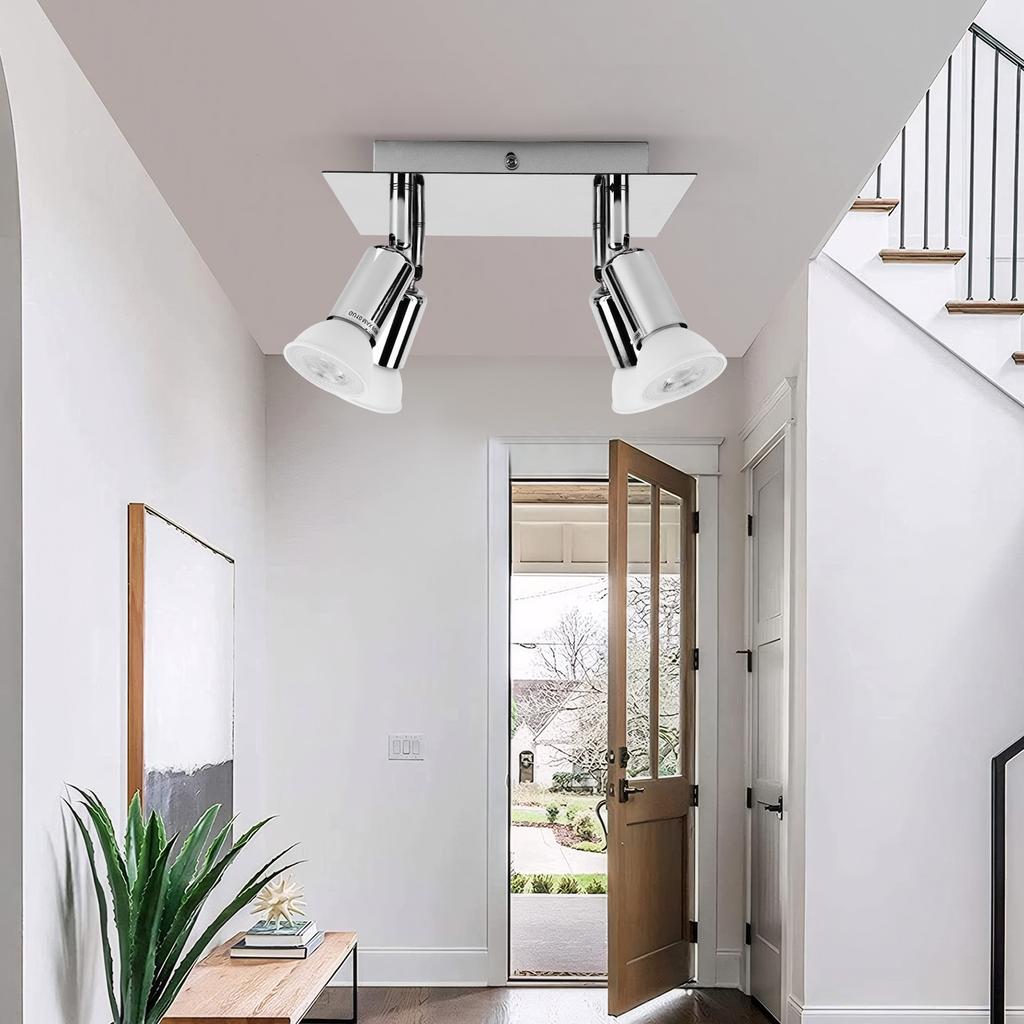 4 Way Square Spot Light Ceiling Spotlight 4 GU10 Bulbs LED Ceiling Light Chandelier Lamps for Kitchen Living Room