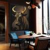 Retro Golden Style Bull Trader Stock Market Bull Art Poster Canvas Painting Wall Print Picture for Living Room Office Home Decor