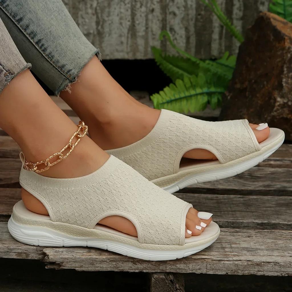 Fashion Ladies Hollow Sports Sandals Thick Bottom Casual Lightweight Shoes for Women Summer Breathable Fish Mouth Slippers Large Size