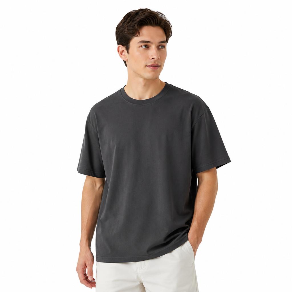 100% Cotton 300g Heavyweight Short-Sleeve T-Shirt For Men And Women Summer Round-Neck Solid Color Loose Fit Plus Size Student Casual Top