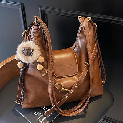 Mode Retro Maillard weiche Ledertextur Tragetasche große Kapazität einfacher Multi-Back-Pendler vielseitiger Rucksack Damen