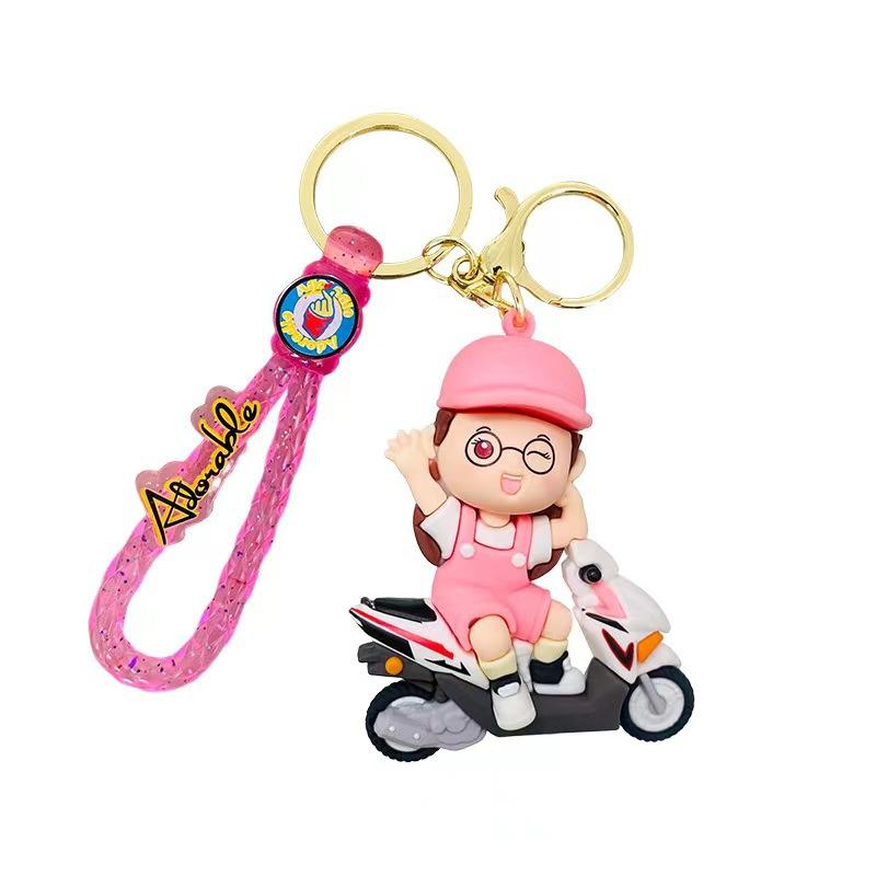 Cartoon Trendy Cool Locomotive Boys and Girls Couple Doll Creative Car Keychain Student Schoolbag Pendant Gift