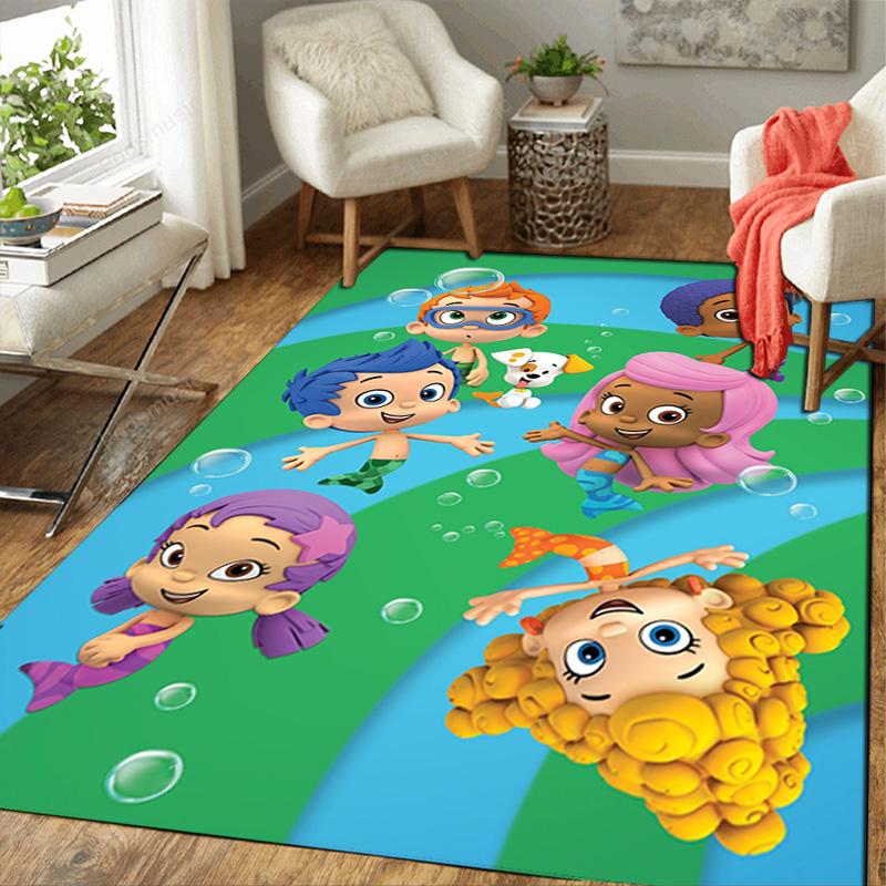 Bubble Guppies Inspired Design Rug Floor Mat for Living Room or Bedroom Soft and Comfortable Carpet a Gift for Birthday and Holiday.