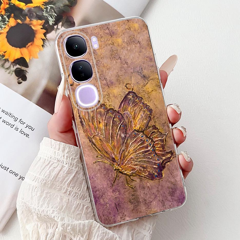 For Vivo Y200 5G Case Vivo V40 Lite Beautiful Butterfly Painted Cover Soft Slim Phone Case For Vivo Y300 Y 200 V40Lite 5G Bumper