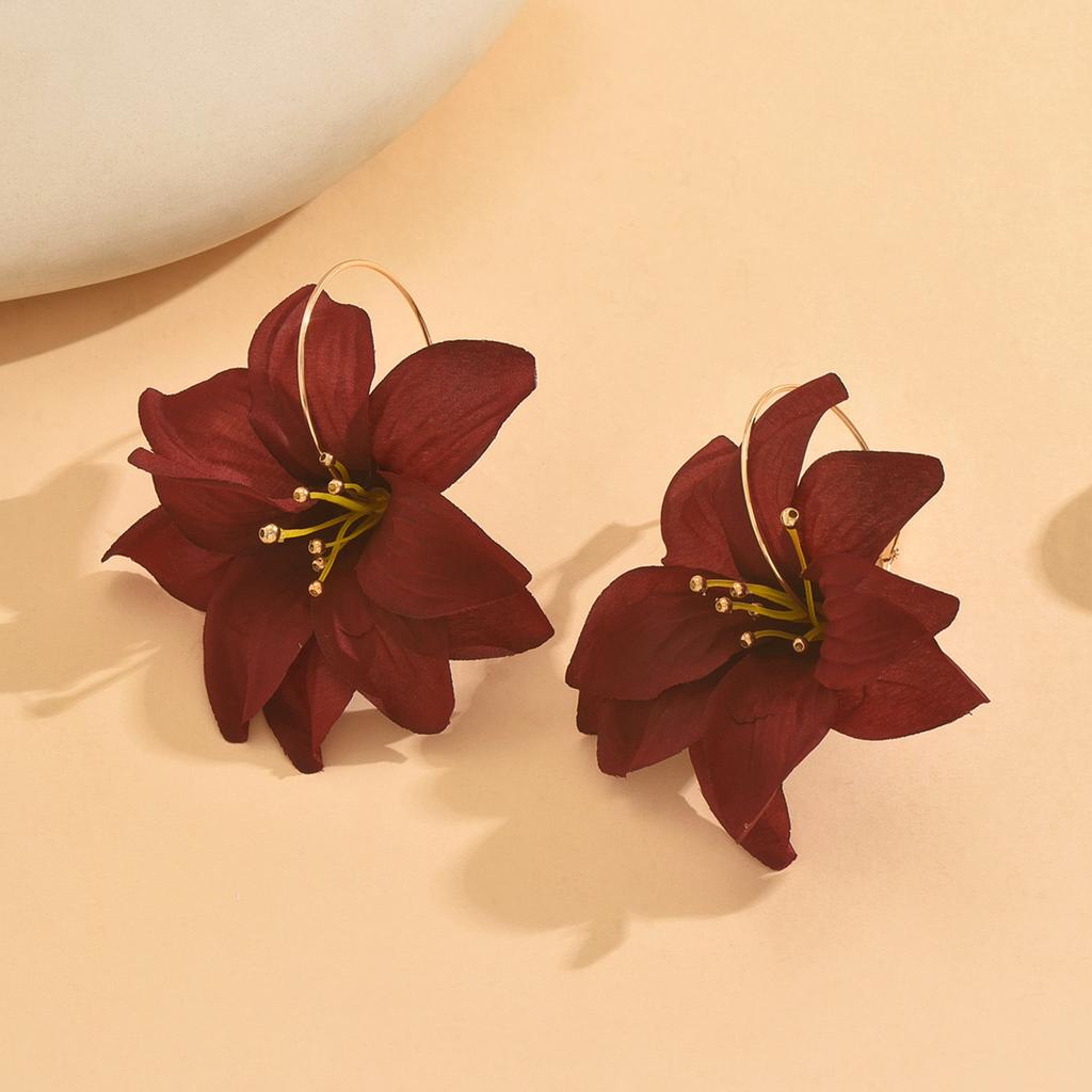 Simulation flower earrings temperament less heart flower earrings