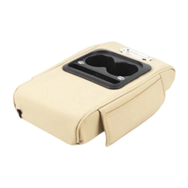 Multifunctional Auto Armrest Box Pad Leather Cushion with 2 Fast Charging USB Port And Storage Space