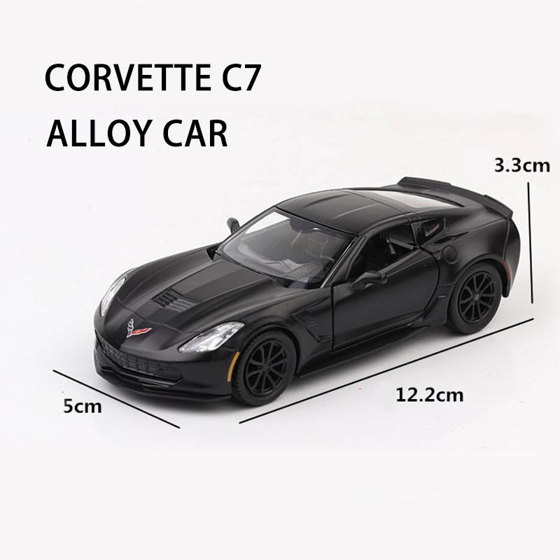 1:36 Chevrolet Corvette C7 Alloy Diecast Modely supersportovních modelů aut, simulační kovová karoserie vozidla se stahováním Dětské hračky