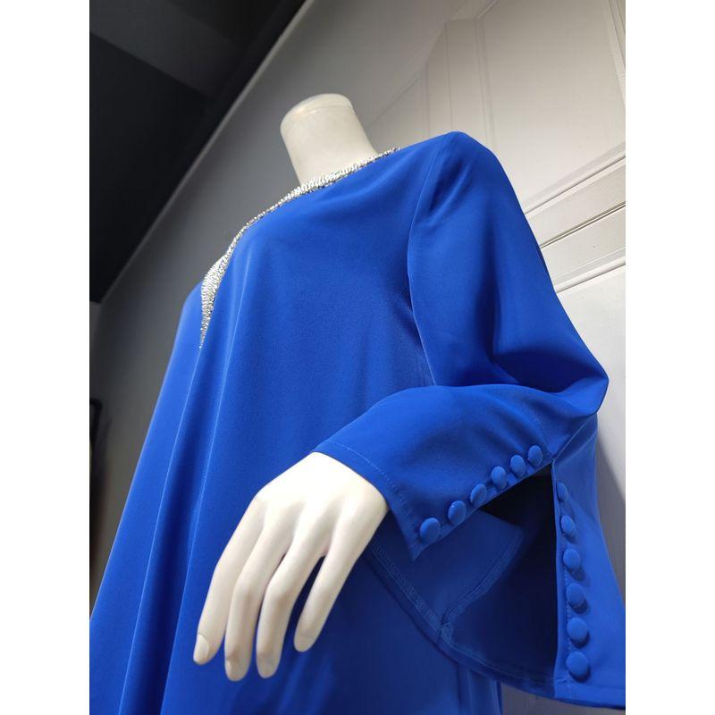 Cross-Border Amazon Indonesia Middle East Hot Selling Female Fashion Plus Size Handmade Beaded Hot Drilling Long Dress Dress