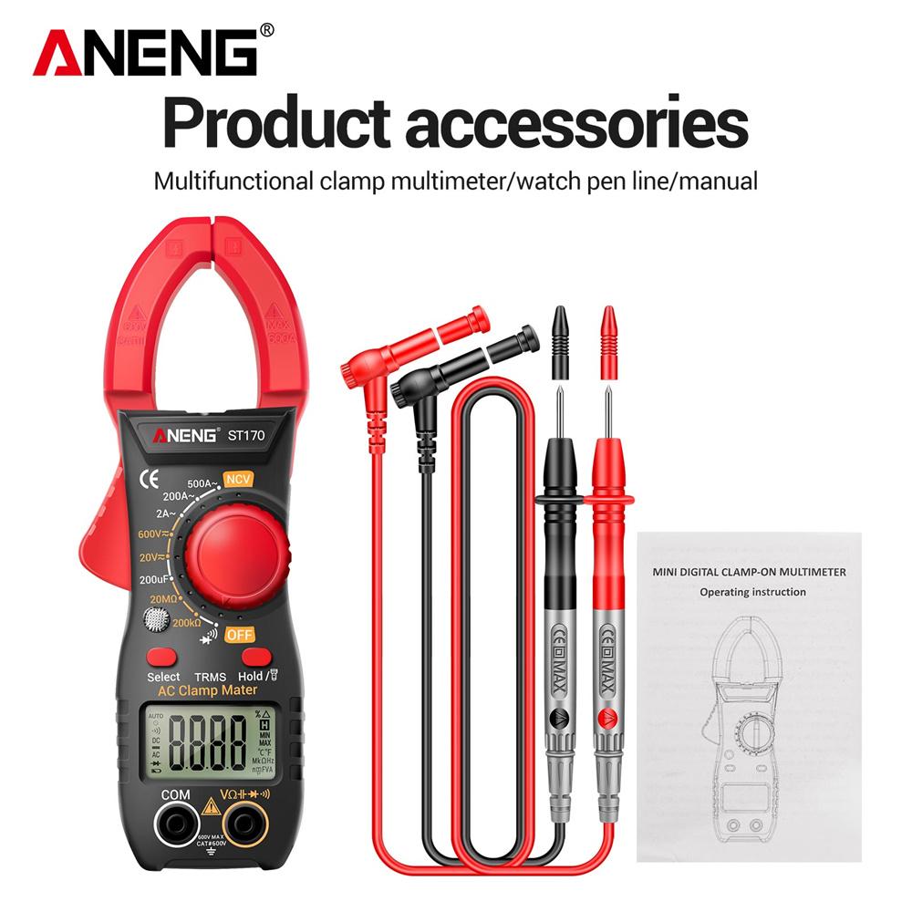 1999 Counts ST170 Digital Clamp Meter 500A AC Current MultimeterAC/DC Voltage Tester Hz Capacitance NCV Ohm Diode Test Tools