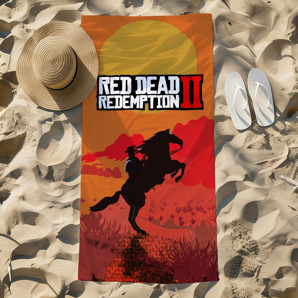 Handtuch Strandtuch Übergröße Spiel Schnell D-Dead Trocknend Handtuch Saugfähig Weich Schwimmen 2 Strandtücher rot R-Redemption für Männer Frauen