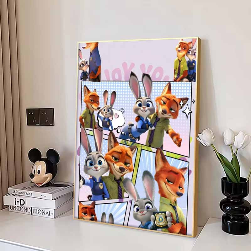 Disney 5D DIY Diamond Painting Zootopia Partners Illustration Embroidered Mosaic Cross Stitch Home Decor Gifts Crafts