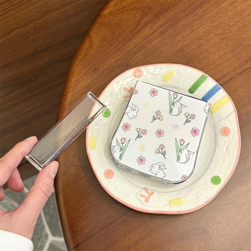 for Samsung Flip6 Cute Cartoon Rabbit Flower Wrist Chain Case for Samsung Galaxy Z Flip 6 5 4 3 Zflip Bracelet Ins Korean Cover