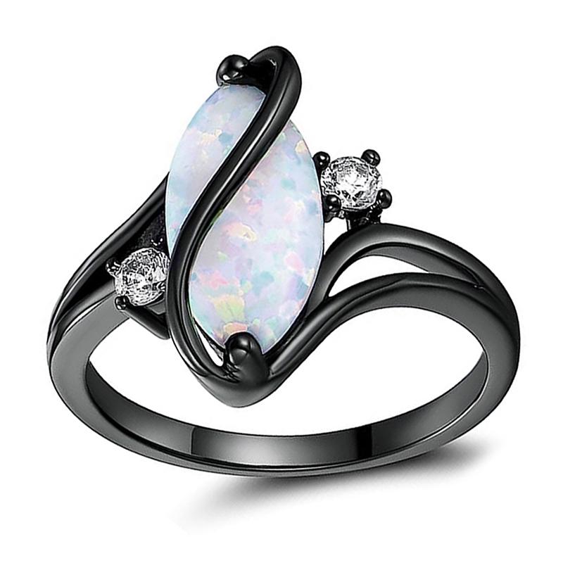 

Женские черные кольца Huitan Punk, имитация опала, кольцо на палец, эстетичные аксессуары для девушек на вечеринку, необычный подарок, ретро-ювелирные изделия 9