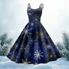 Women's Christmas Print Casual Fashion Round Neck Mid-Length Dress