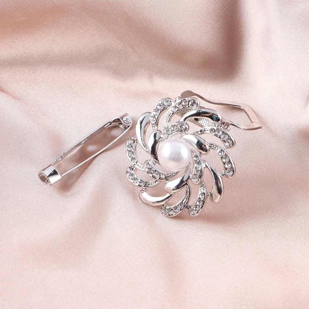 Jewelry Pearl Crystal For Girls Women Scarf Buckle Scarf Ring Shawl Clip Korean Style Brooch Pins