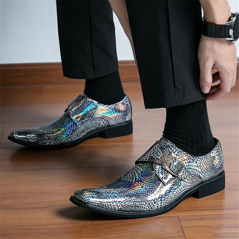 New Fashion Brand Designer Men's Pointed Monk Strap Shoes Moccasins Wedding Prom Homecoming Party Footwear Zapatos Hombre