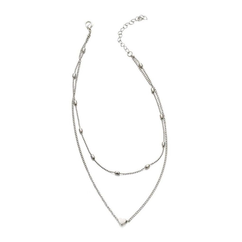 

Ожерелье, двухслойный кулон в форме сердца, короткая цепочка на шею из сплава для женщин, ювелирный подарок