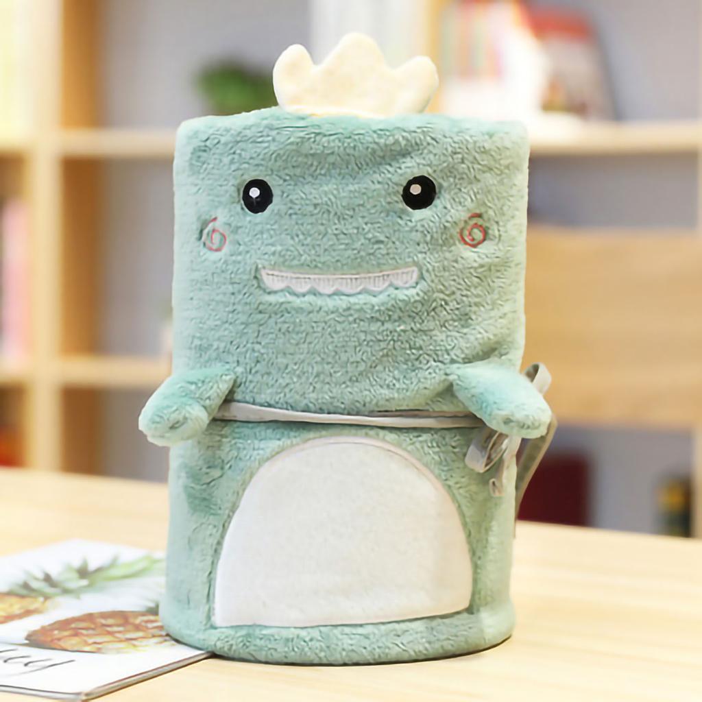 Cartoon Blanket Soft Plush Easy Rolled Up Breathable Nap Blanket for Office Sofa Bed Dinosaur Open