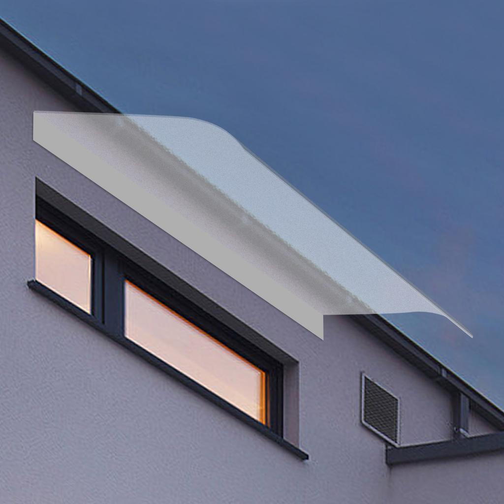 0.14in Thick Solid Curved Transparent Window Sunshade, Soundproof Outdoor Integrated Structure Canopy for Corridors and Terraces