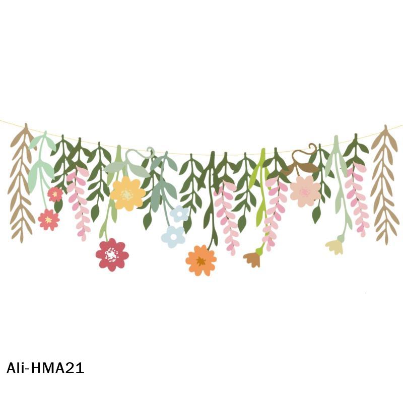 Colorful DIY Spring Flower Birthday Party Banner For Kids Classroom Decor Long Leaf Floral Happy Birthday Party Backdrop