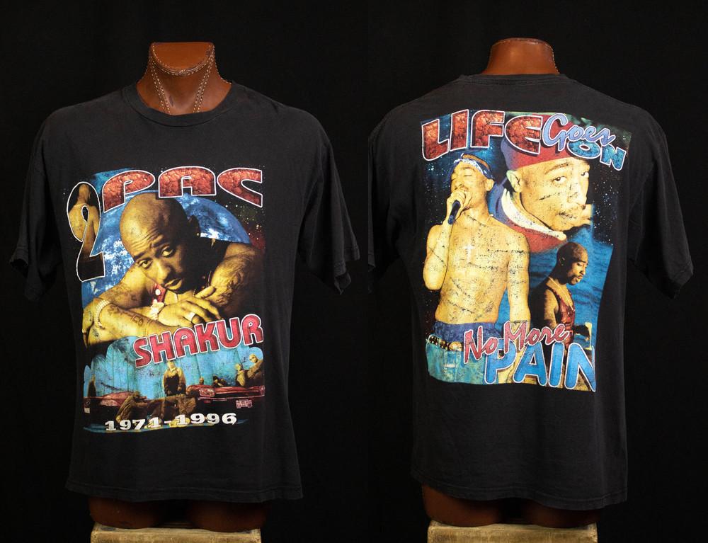 Винтажная футболка 1996 года 2Pac Shakur Life Goes on No More Pain Rap T-Shirt Унисекс XXXXL