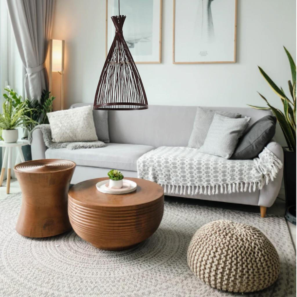 Chandelier Lamp Hanging Ceiling Light Rattan Lighting Fixtures Cafe Teahouse Living Room Decor