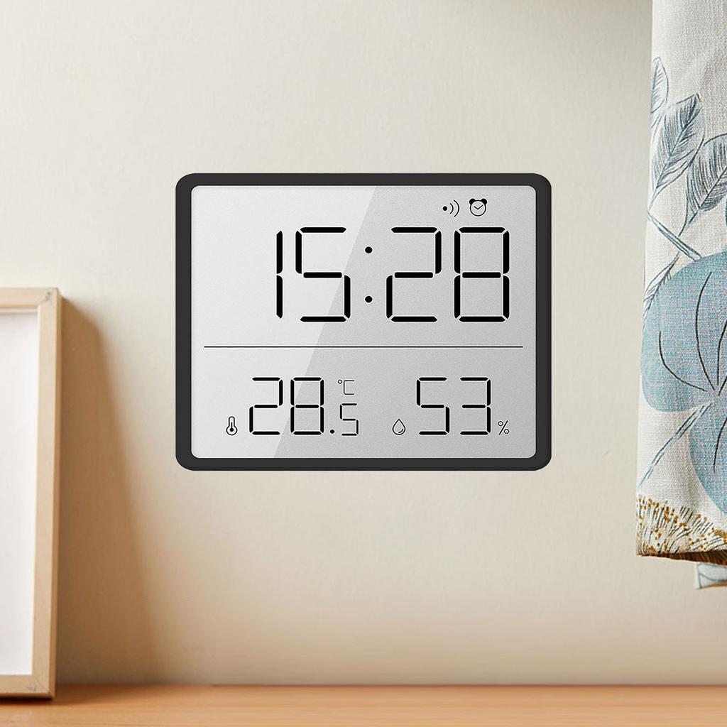 Digital Alarm Clock LCD Screen Temperature Humidity Time Display Electronic Clock for Home Bedroom  
