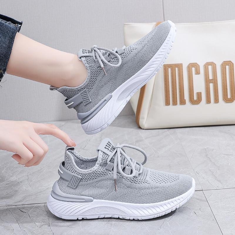 Fashion Autumn Women's Lace Up Flat Shoes Outdoor Fashion Black Lightweight Black Running Shoes Breathable Mesh Casual Sports Shoes