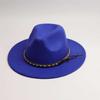 New European and American hot-selling belt jazz denim top hat European and American men's and women's multi-color stage hat woolen felt hat