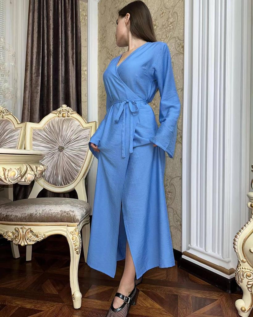 2024 Elegant Women's Solid Color Slim Fit Lace-Up Long Dress