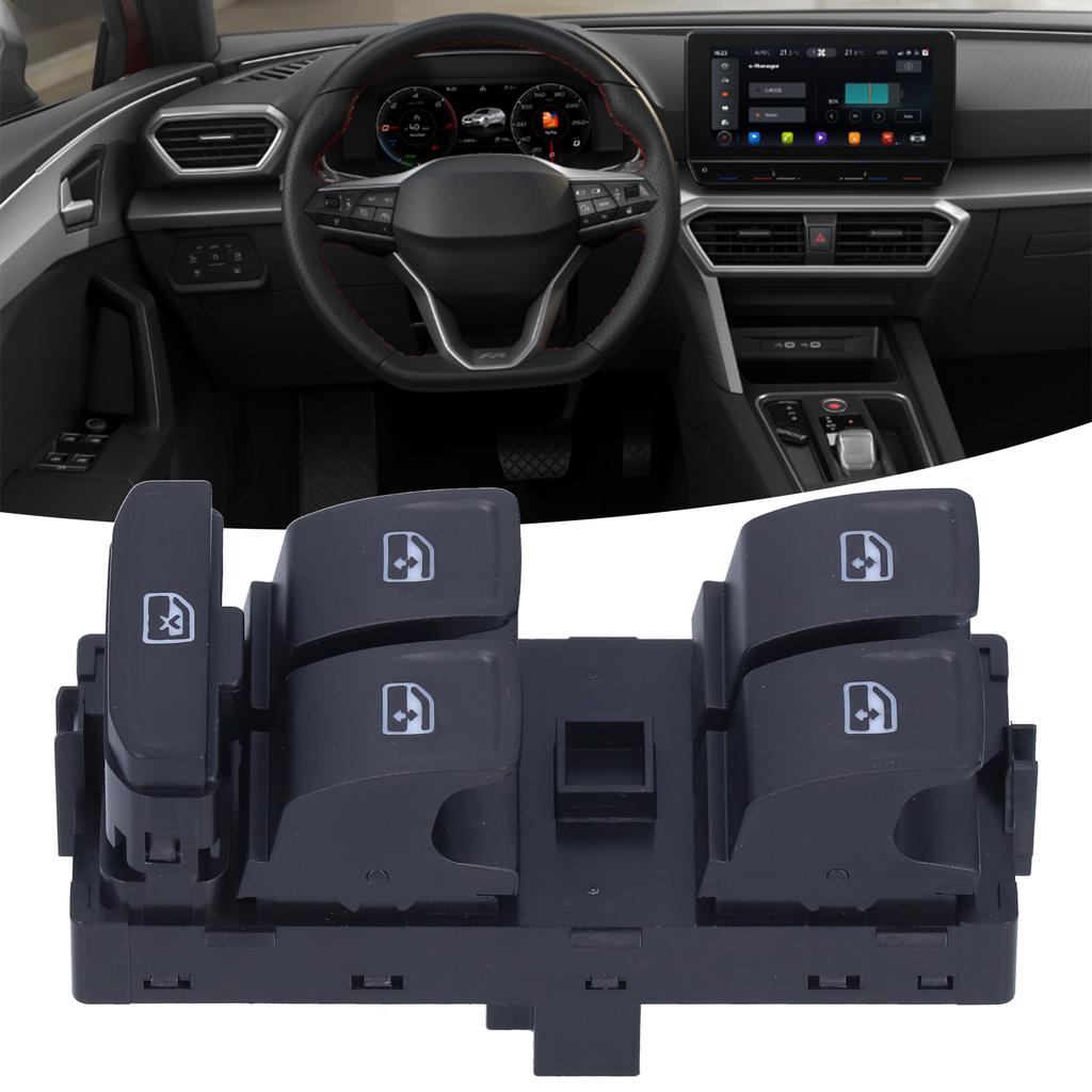 5G0959857 5G0 959 857 D Door Window Master Control Switch 5G0 959 857 D Black Replacement for SEAT Leon 2020 Power Window Switch