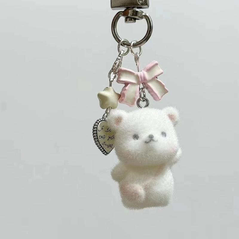 Soft Toy Bear Key Chain Stylish Ornament Resin Key Ornament Purses and Keys Pendant Handmade Detail for Durability
