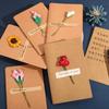 3D Dried Flower Handwritten Greeting Card for Teacher's Day, Love Letters, or Birthday – Perfect for Couples