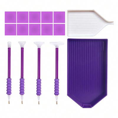 16-teiliges Diamond Painting Set zum Selbermachen 5D Diamond Painting und Kreuzstich, inklusive Stift, Aufbewahrungsbox, Kleber, Kunststoffschale - DIY Kunsthandwerk