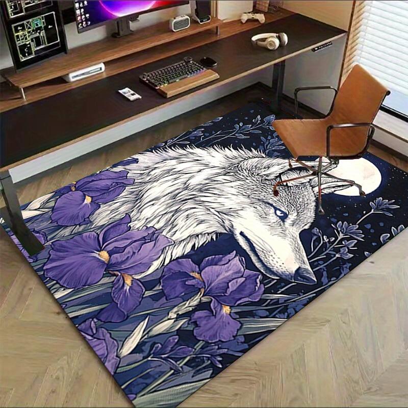 1pc Wolf Moon Themed Rug for Home Decor, Non-slip Office Carpet, Chair mat, Outdoor Mat, Christmas and Halloween gifts-0731128