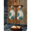 1 Pair Retro Western Style Green Turquoise Flower Alloy Earrings, Earrings For Women