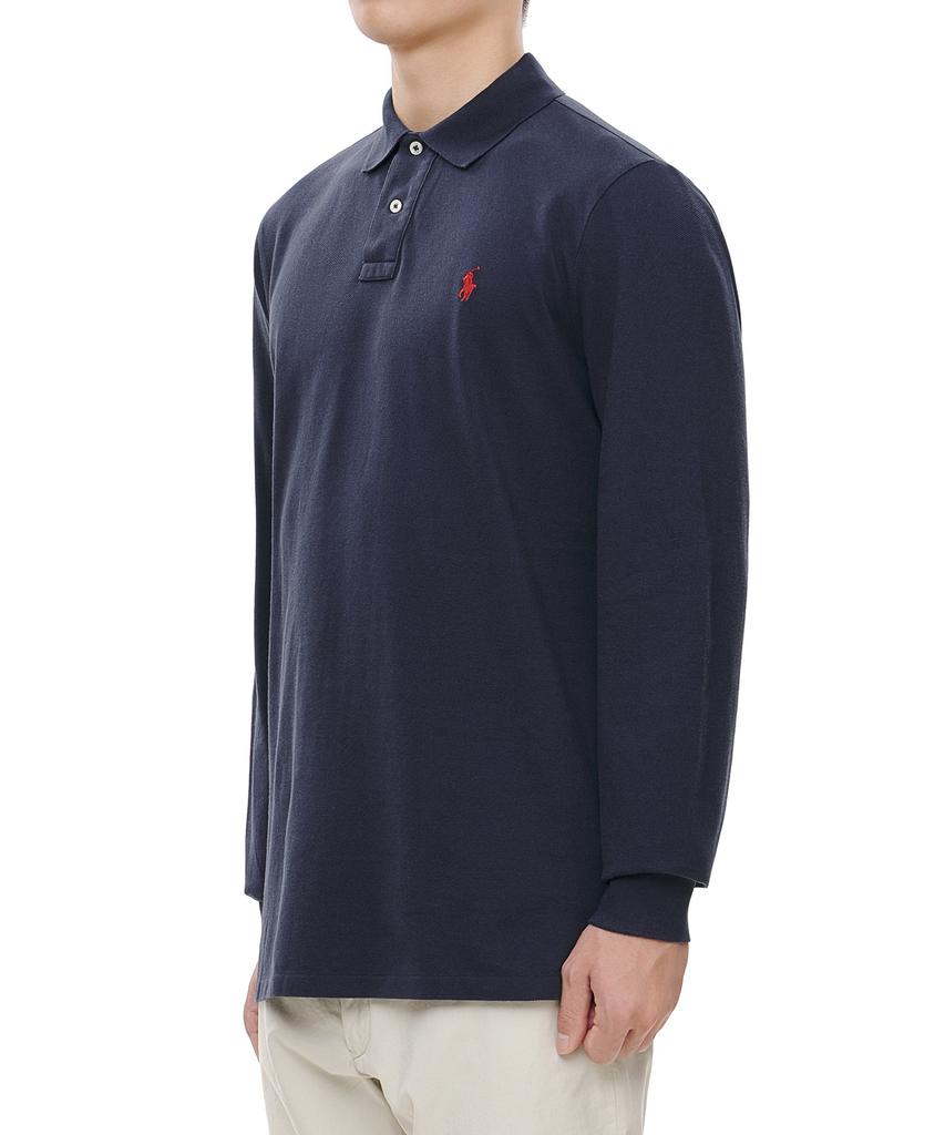 POLO RALPH LAUREN Custom Slim Fit Long Sleeve Mesh Polo - Blue