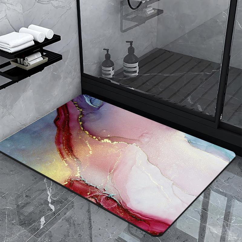 Creative Luxury Door Mat Living Room Marble Pattern Carpet Bathroom Sink Bathtub Side Anti Slip Rug Home Decoration
