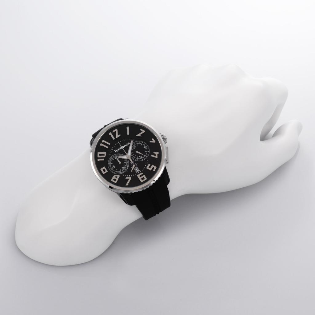 Tendence Gulliver Round Chronograph 51mm Black Stainless Mineral Quartz TG046013 Men's Watch, Dial, Steel, Glass, Movement, [Used]